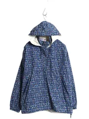 【お得なクーポン配布中!】 90s ナイキ ナイロン アノラック パーカー ジャケット レディース L 古着 オールド プルオーバー スウッシュ 収納フード 総柄 ジャンパー