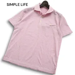 【美品】SIMPLE LIFE シンプルライフ レナウン 春夏★ 半袖 織り柄 チェック ポロシャツ Sz.M メンズ