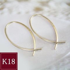 18金18KイエローゴールドHineri楽天RAPAPORTフープフックピアス - メルカリ