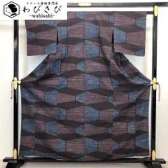 単衣 小紋 抽象染柄模様 しつけ糸 K-3539