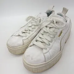 ◇ Θ PUMA プーマ ブランドロゴ刻印 厚底 ローカットスニーカー サイズ23.5 ホワイト レディース E  【1502180012938】