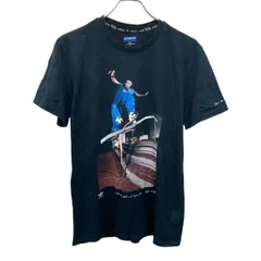 adidas 半袖 プリントTシャツ M ブラック プルオーバー スケータープリント スポーティー アディダス 古着卸 アメリカ仕入 a705-5798