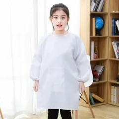 在庫処理【Y&Y&Y】スモック 子供用 無地 エプロン 男の子 女の子 給食 食事 お絵かき 絵画 キッズ 幼稚園 保育園 長袖 防水 防汚 泥遊び用 調理実習 エプロン白幼稚園割烹着かっぽう着シンプル子供業務用スモック保育士飲食店かわいい