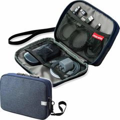 サンワダイレクト ガジェットポーチ 薄型 旅行 出張 便利グッズ 収納ポーチ Mサイズ ネイビー 200-BAGIN013NV 0