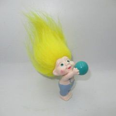 90's MAGIC TROLL STROLL Magic Troll Figure Doll Plush PVC Vintage Yellow Hair