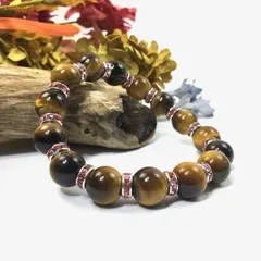 パワーストーン　ブレスレット　タイガーアイ　12mm 天然石ブレス （ピンク）メンズ・レディース　男性・女性　数珠ブレス　開運  [1]