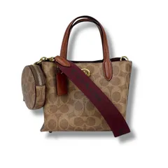 コーチ COACH ウィロウトート 18 2WAY ショルダーバッグ 18シグネチャー柄　キャンバス　PVCレザー　CW550 ポーチ付き