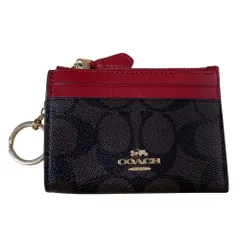 ◆中古品◆ COACH コーチ フラグメントケース シグネチャー 88208 ブラウン×レッド コインケース パスケース P98606NI