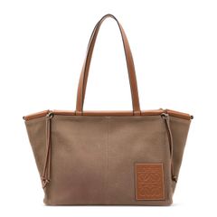 LOEWE ロエベ クッショントート トートバッグ ショルダーバッグ キャンバス レザー モカブラウン系 ピンクブラウン系