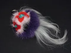 ■極美品■ FENDI フェンディ バッグバグズ モンスター ファー×レザー バッグチャーム キーホルダー パープル系×レッド系 AS6703