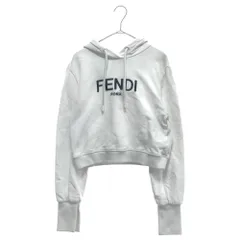 FENDI (フェンディ) 22AW ロゴ刺繍クロップドプルオーバーパーカー ホワイト レディース FS7516 ALCBのサムネイル