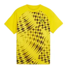 PUMA(プーマ)  BVB プキッズ ドルトムント プレマッチ 半袖 シャツ   ジュニア サッカー レプリカウェア  24SS(774204-01)、(01)サイバーイエロー/ブラック