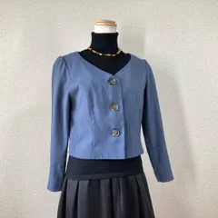 美品【レディアゼル】ノーカラージャケット　redyazel　ブルー　M　薄手 羽織 春夏 Y2K　フェアリーグランジ　森ガール　ブロークコア