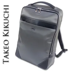 タケオキクチ TAKEO KIKUCHI ビジネスリュック フライト メンズ B4 グレー MA-1 軽量 撥水 15インチPC収納 通勤 定価34,100円 出張 ビジカジ 牛革使い ナイロン