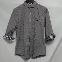 BURBERRY BLACK LABEL     バーバリー    ブラックレーベル    七分袖シャツ   ギンガムチェック  刺繍ホースロゴ   2
