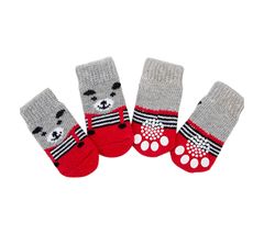 新品 GPR 犬 靴下 犬用靴下 滑り止め 脱げない 犬 ソックス 肉球保護 防寒 可愛い ペット 舐め防止 汚れ防止 室内 室外 お出かけ 小型犬 中型犬 (L 赤いサスペンダーのグレーベア)