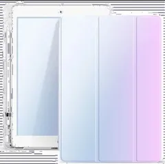 ★Moogukadan iPad 10.2 ケース 第7世代 8世代 9世代 ペンシルホルダー付き グラデーション 背面 透明 クリア iPad7 iPad8 iPad9カバー 三つ折りスタンド  スリム (iPad 10.2（iPad7/8/9）