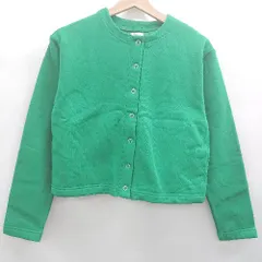 ◇ ⊇ coen コーエン ショート丈 裏起毛 長袖 カーディガン サイズF グリーン レディース E  【1506110008473】