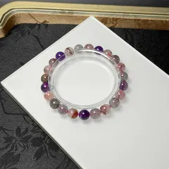 高級 EU製 ★スーパーセブン★パワーストーン ブレスレット 天然石 原石 お守り 7.8-8.3mm ZB1477