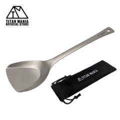 TITAN MANIA チタンマニア ターナー フライ返し チタン製 軽量 頑丈 小さめ 直火 一体型 調理器具 キッチンツール キャンプ ソロキャンプ アウトドア用品 キャンプ用品 収納袋付き
