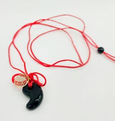 勾玉 まが玉 ペンダント ブラックアゲート 天然石 パワーストーン AUULLA jewelry 241262