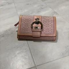 ★COACH コーチ 財布 2つ折財布 シグネイチャー ピンク キャンバス レザー