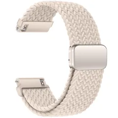 【迅速発送】AGUPERFIT クイックリリース バンド 22mm、ナイロン編み伸縮性ベルト 無段階に調整なマグネットバックル付き スマートウォッチ 交換ベルト 時計交換用バンド (22mm スターライト)