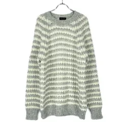 roberto collina ロベルトコリーナ ベビーアルパカボーダーニットセーター  グレー×ホワイト 52