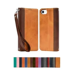 シズカウィル iPhoneSE 第3世代 2022 第2世代 2020 iPhone8 iPhone7 ケース カバー 手帳型 本革調 レザーケース イエローブラウン×ブラウン 1個入り 0