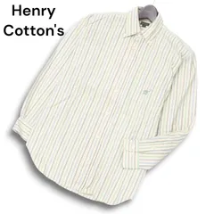 Henry Cotton's ヘンリーコットンズ 秋冬 ロゴ刺繍★ コーデュロイ 長袖 ボタンダウン ストライプ シャツ Sz.41　メンズ