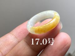 L12-160 美品 黄翡翠 17.0号 ミャンマー産天然 A貨 本翡翠 くりぬき リング