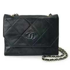 OLD CHANEL　ダイヤココマークステッチ チェーンショルダーバッグ（黒）SS-172B
