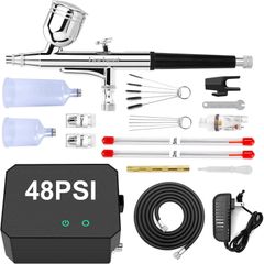 新品 Gocheer【2024年新型】48PSI エアブラシ コンプレッサー ミニ エアブラシ セット 3段階圧力制御 ダブルアクション 多機能 エアーブラシ ダブルアクション ク エアブラシキットとの塗料 塗装 絵画 DIY 日本語説明書 黑