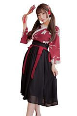 【在庫処】【セール中】【限定商品】【今がお買い時！】【早い者勝ち】写真 古典美人服 和風 撮影 仮装 学園際 レディース レトロ風 文化際 スカート 夏祭り 花魁 着服 夏祭り コスプレ ハロウィン 浴衣 漢服 フリーサイズ 和服 4点セット [YAISHN]