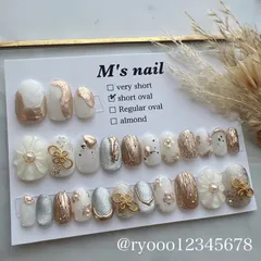 オーダーメイド/匿名配送可能/即決可能/ネイルチップ25枚入り/全サイズ入り/結婚式/成人式/結婚式ネイル/ブライダル/ニュアンスネイル