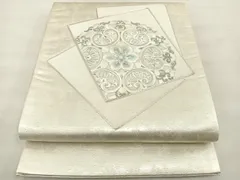 平和屋着物◎太鼓柄　京袋帯　駒刺繍　総刺繍　正倉院花文　銀糸　引箔　正絹　逸品　BAAT4867hz