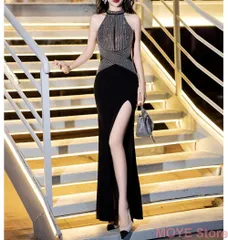 カラードレス カクテルドレス ロングドレス パーティードレス 発表会 演奏会 ステージ  ノースリーブ イブニングドレス ブラックシルバー ラメ キラキラ スリット入り タイト 1209