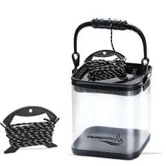 釣り バケツ 透明 改良型 滑り止めロープ付き 釣り バッカン 釣り道具 【魚が一目瞭然】水汲み 折りたたみ バケツ 1