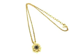 ■美品■ NINA RICCI ニナリッチ フラワーモチーフ ネックレス ペンダント アクセサリー レディース ゴールド系×ブラック系 DG2829
