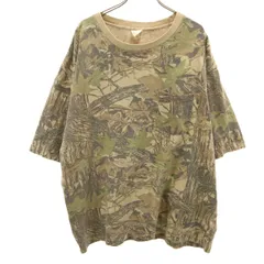 Duxbak ダックスバック 90s USA製 オールド 総柄 半袖 Tシャツ XL ベージュ系 シングルステッチ ポケT メンズ 古着