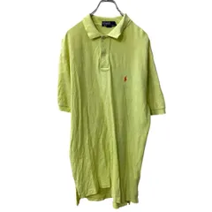 Polo Ralph Lauren 半袖 ロゴ ポロシャツ L ライムイエロー ポロラルフローレン 鹿子 ポニーロゴ 古着卸 アメリカ仕入 a707-5311