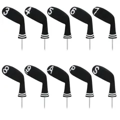 【在庫セール】LeFeng ニットゴルフアイアンヘッドカバー10枚 3-9/A/P/S セット - 軽量で丈夫な素材 - キャロウェイピンテーラーメイドコブラなどにぴったりフィット