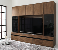 ハイタイプテレビボードシリーズ Glass line グラスライン【3点セット(テレビボード+キャビネット×2) ガラス扉】アーバンリビング 本格ウォルナット 洗練 インテリア収納 おしゃれ スタイリッシュ かっこいい CP-111662 OA