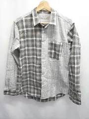 ◇ Θ nano universe ナノユニバース チェック 長袖 シャツ サイズL グレー系 メンズ E  【1507230010612】