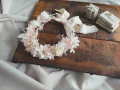 ピンクの花かんむり　キッズ　ベビー　プリザーブドフラワー　ドライフラワー