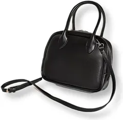 HARGIO 2WAY スクエアバッグ ハンドバッグ ショルダーバッグ レディース ミニボストンバッグ ブラック シンプル(ブラック,  Free Size)