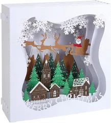 【在庫処分】立体 カード 3d カード ポップアップカード メッセージカード クリスマス サンタ クリスマスツリー スノボー Kesote シカ 雪の結晶 ホワイトクリスマス