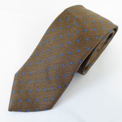 #ae メーカーズシャツカマクラ Maker's Shirt 鎌倉 ネクタイ 茶系 ドット柄 水玉 シルク タグ付き 美品 日本製 メンズ945948 k01