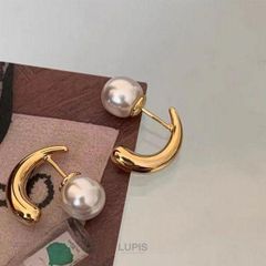 ピアス レディース パール メタル カーブライン ドロップ バックキャッチ 上品