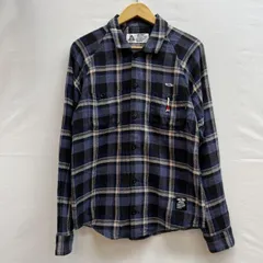 CHALLENGER オンブレ チェック ネルシャツ 長瀬着青黒
